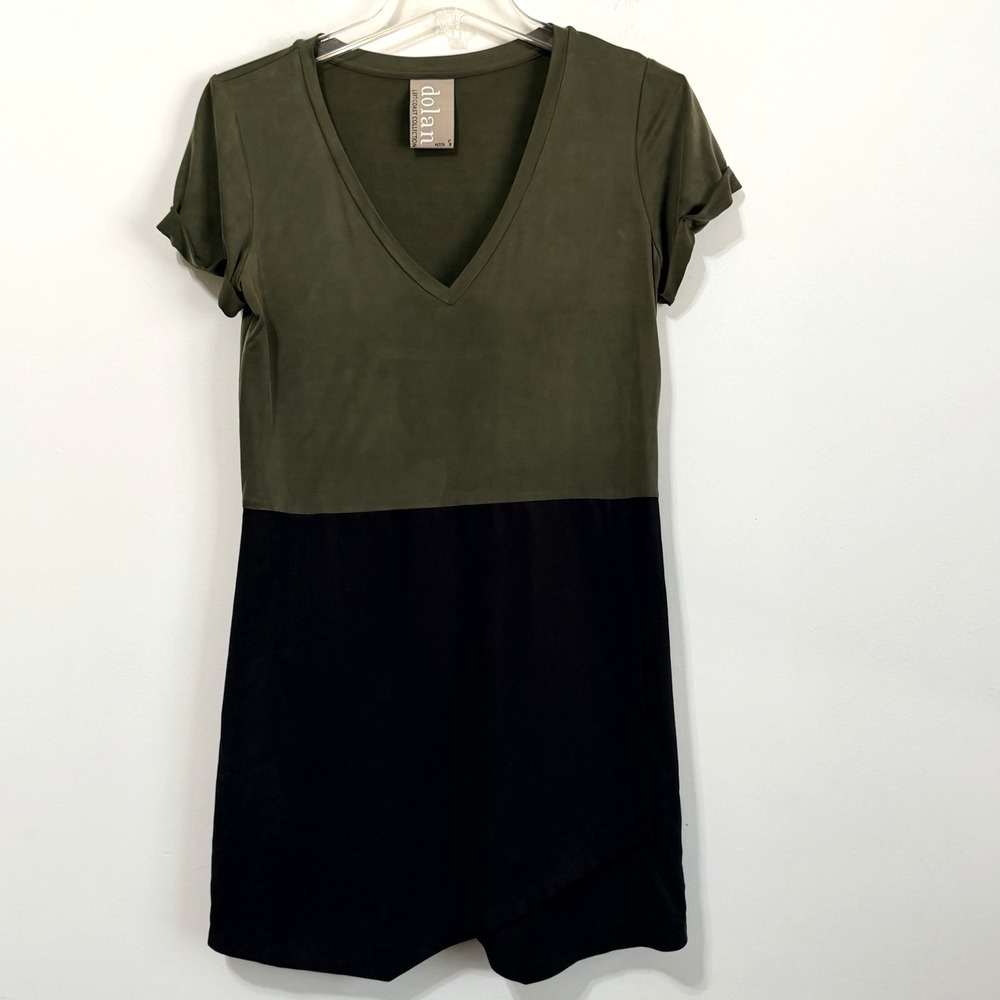 Anthropologie DOLAN Dress S Petite Left Coast Color Block‎ Green Black Party